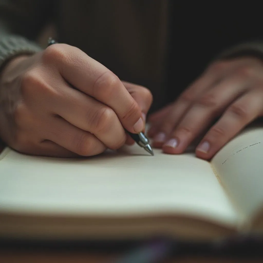 Personne écrivant dans un journal
